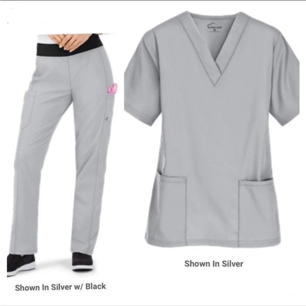 Silver Scrub Set with Black Accents